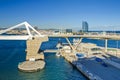 Port Vell with its cruise terminal, bridge Porta d`Europa and W Barcelona Royalty Free Stock Photo