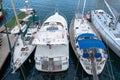 Luxury yachts at Port Vell marina, Barcelona, Spain.