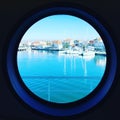 Port view through the roundish window.