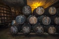 Port wine barrels in cellar, Vila Nova de Gaia, Porto, Portugal