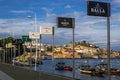 Port wine boats called Rabelo Boats on a Douro River in Vila Nova de Gaia city Royalty Free Stock Photo