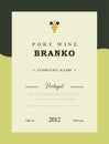 Port wine label. Vector premium template set. Clean and modern design. Branco and White wine. National Portuguese Wine.