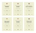 Port wine labels. Vector premium template set. Clean and modern design. Towny, Ruby, Reserve, Branco, Rose, Vintage. Red