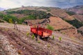 Port wine vineyards landscape and old red cart Royalty Free Stock Photo