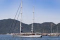 Port with yachts boats and boats in the touristic eco-friendly city of Marmaris in Turkey. Royalty Free Stock Photo