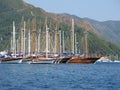 Port with yachts in marmaris turkish resort Royalty Free Stock Photo