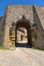 Porta all` Arco, one of city`s gateways, is the most famous Etruscan architectural monument in Volterra Royalty Free Stock Photo