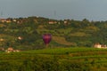 Porta Bohemica place in end of summer with sunset sunny light and flying balloon Royalty Free Stock Photo