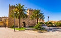 Porta del Moll, historic fortification gate at old town of Alcudia on Mallorca, Spain Royalty Free Stock Photo