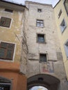 Porta della Rienza and Buildings in the Center of Brunico, Italy