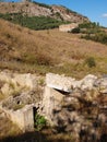 Porta di Valle and Temple, Segesta, Sicily, Italy Royalty Free Stock Photo