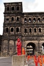 Porta Nigra with Marx Installation Royalty Free Stock Photo