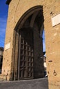 Porta Romana - Roman Gate - in Florence - Firenze - with huge original massive, iron-clad doors. Royalty Free Stock Photo