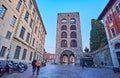 Porta Torre Tower Gate from Largo Gianfranco Miglio, Como, Italy