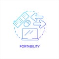 Portability blue gradient concept icon