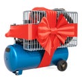 Portable air compressor with bow and ribbon, gift concept. 3D re