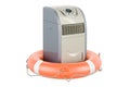 Portable air conditioner with lifebelt, 3D rendering Royalty Free Stock Photo
