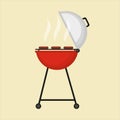 Portable barbecue kettle grill. Metal BBQ grill.