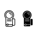 Portable camera line and glyph icon. Cinema camera vector illustration isolated on white. Film camera outline style