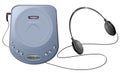 Portable CD player with headphones - Blue Royalty Free Stock Photo