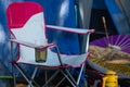 Portable chair with a glass of beer