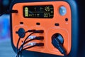 Portable charging station with cables connected Royalty Free Stock Photo