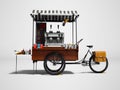 Portable coffee house on bicycle for sale coffee in park 3d rend