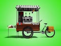 Portable coffee house on bicycle for sale coffee in park 3d rend