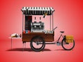 Portable coffee house on bicycle for sale coffee in park 3d rend