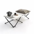 Portable Coffee Table With Teacups: Realistic Rendering For Camping Royalty Free Stock Photo