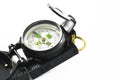 Portable compass on white Royalty Free Stock Photo