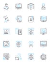 Portable computer linear icons set. Laptop, Notebook, Ultrabook, Chromebook, Tablet, Convertible, Surface line vector