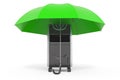 Portable conditioner under umbrella, 3D rendering