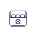 Portable cooler box line icon on white