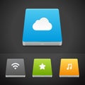 Portable Data Storage Hard Disc Drive Icons