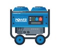 Portable Diesel Power Generator for Electricity Producing Distribution. Energy Generating Backup Equipment, Voltage