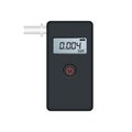 Portable digital personal breathalyzer with a mouthpiece realistic vector 3d model, red power button, and the screen Royalty Free Stock Photo