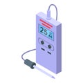Portable digital thermometer icon, isometric style