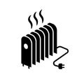 Portable electric heater icon. Vector black and white radiator linear illustration