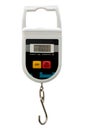 Portable electronic scale on white background