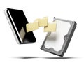 Portable external hard disk and folders Royalty Free Stock Photo