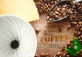 Portable filter with coffee beans Royalty Free Stock Photo