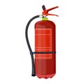 Fire extinguisher isolated on white background. Red fire extinguisher with nozzle.