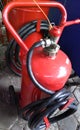 Portable fire extinguiser in the workshop Royalty Free Stock Photo