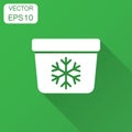 Portable fridge refrigerator icon in flat style. Freezer bag container vector illustration with long shadow. Fridge business Royalty Free Stock Photo