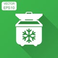 Portable fridge refrigerator icon in flat style. Freezer bag container vector illustration with long shadow. Fridge business Royalty Free Stock Photo