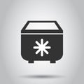 Portable fridge refrigerator icon in flat style. Freezer bag container vector illustration on white background. Fridge business Royalty Free Stock Photo