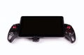 Portable game console.  Gamepad and tablet. Black joystick on white background Royalty Free Stock Photo