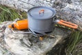 Portable gas burner and pot. camping equipment