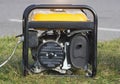 Portable gasoline generator, close-up, alternator, electricity, equipment